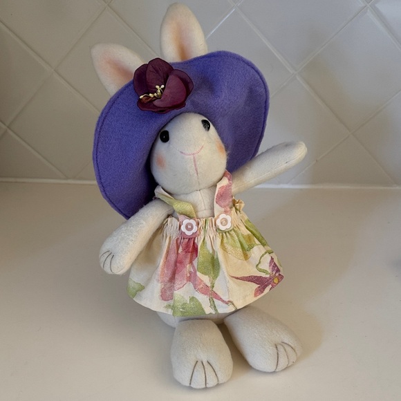 Other - Vintage White Bunny with Purple Hat